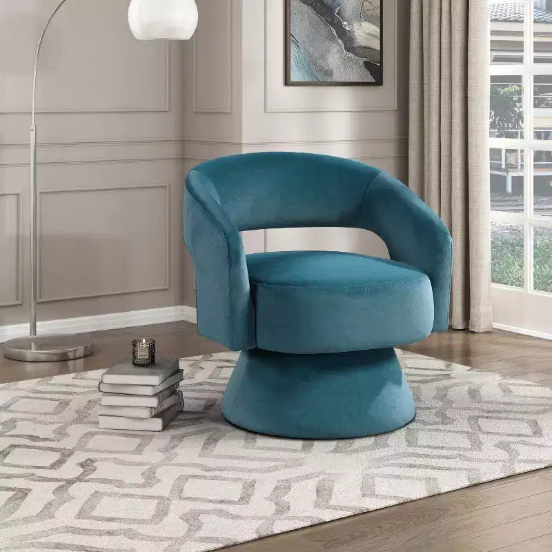 GDFStudio Hudson Modern Luxury Velvet Upholstered Swivel Accent Chair