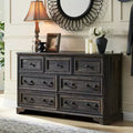 54 7-Drawer Dresser for Bedroom, Vintage Rustic Wide Chest of Drawers for Living Room & Hallway