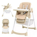 Foldable High Chair for Babies&Toddlers,PU Leather Highchair with Adjustable Backrest,Seat Height,Removable Tray,5-Point Safety Harness&Locking Wheels