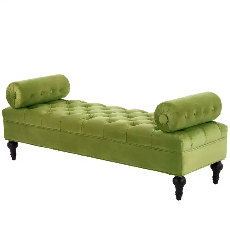 Modern End of Bed Bench for Bedroom, Velvet Upholstered Window Bench with 2 Detachable Pillows for Living Room or Entryway-Panipeachy