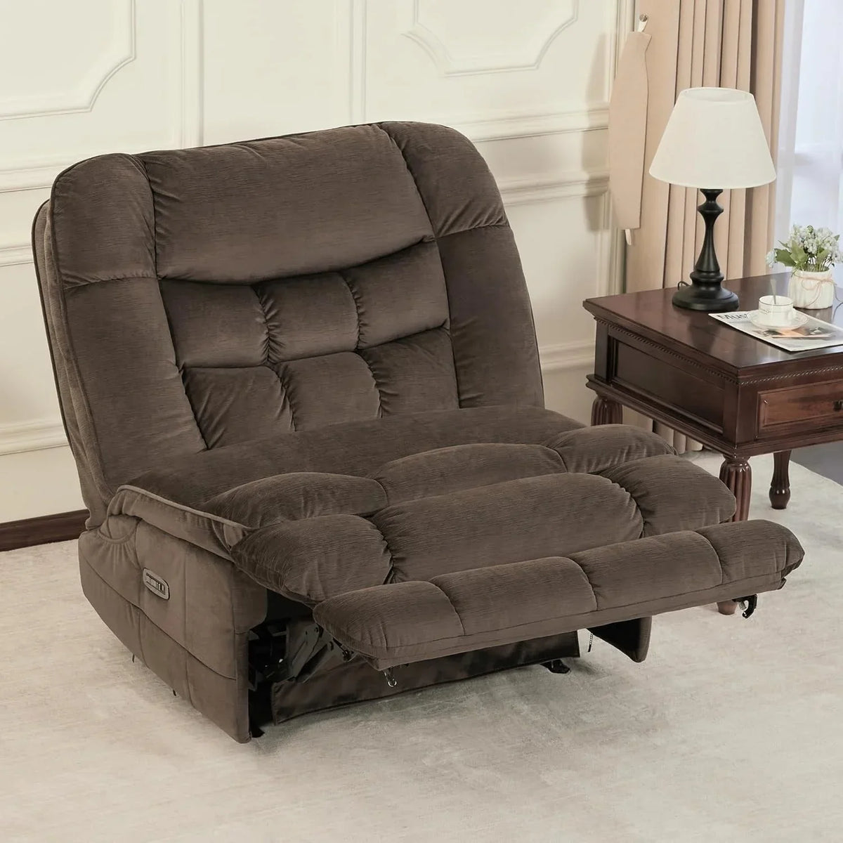 MCombo Oversized Dual Motor Armless Power Rocker Recliner Chair, Zeroarms Recliner Perfect for Living Room Fabric PR607