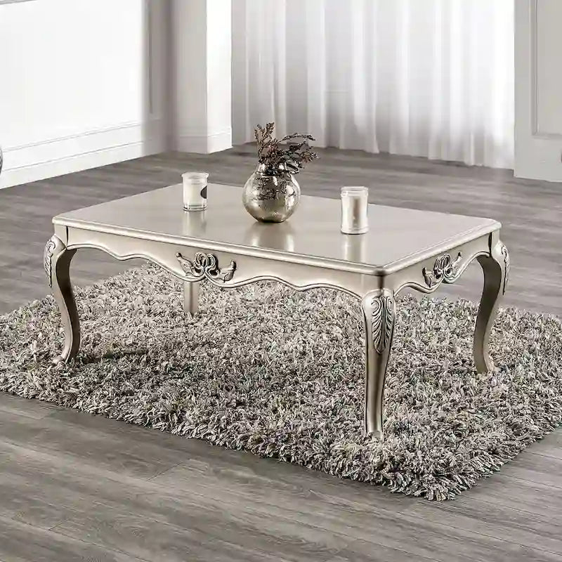 Clarissa Traditional Solid Wood Coffee Table with Carved Legs