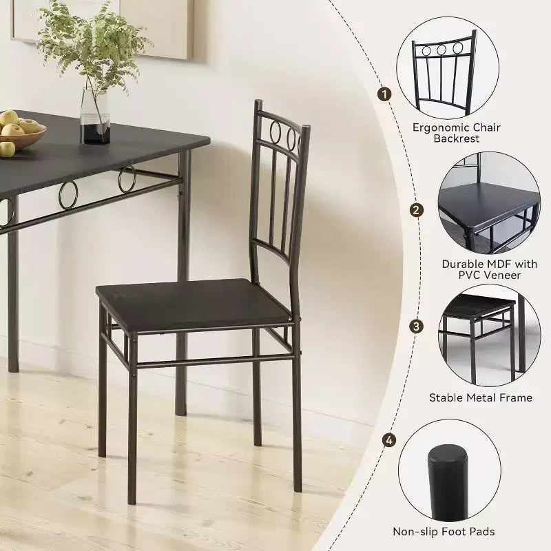 Dyonery Rectangular Dining Table Set for 4,5-Piece Kitchen Table and 4 Chairs,Dining Room Table Set,Space-Saving Kitchen Table Set for Small Space