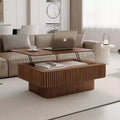 JVNOXK 38.6 Fluted Lift-Top Coffee Table with Storage, Solid Wood Veneer Adjustable Height Modern Accent Table for Living Room, Bedroom, Walnut