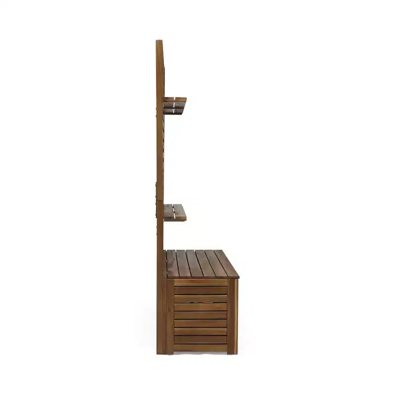 Christopher Knight Home Andrusia Outdoor Rustic Acacia Wood Storage Bench with Rack, Teak