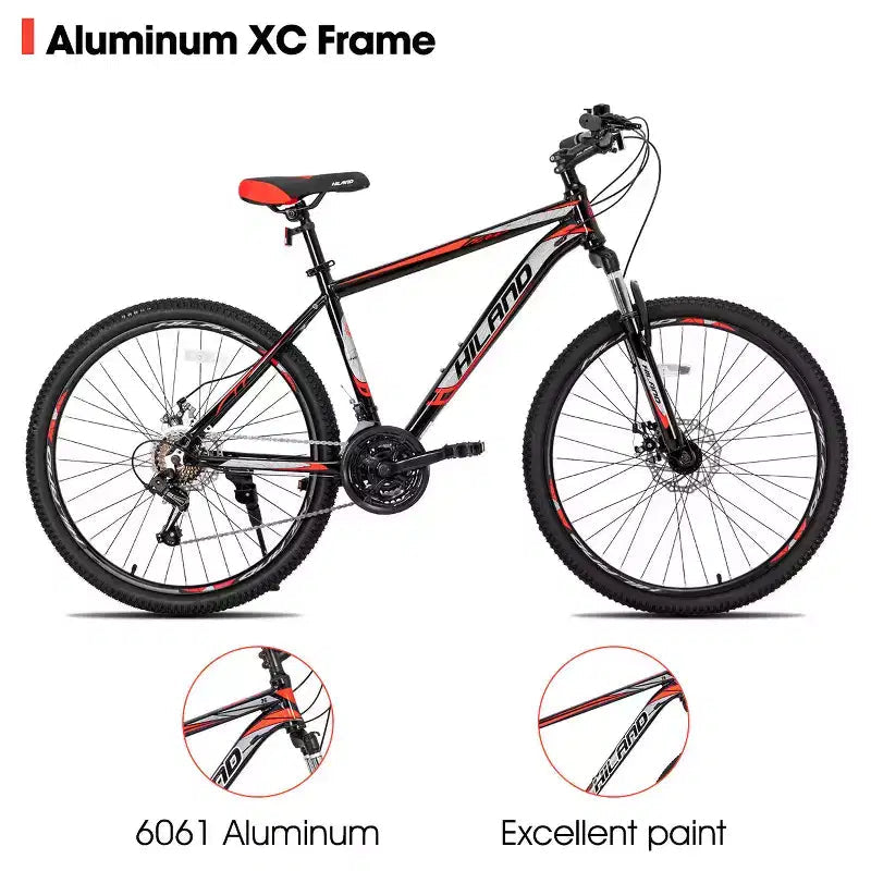 HILAND 26 Mountain Bike for Men Women, 3/6/Multi-Spokes Wheel, 18 Speeds