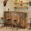 Lantine 63-Inch Bar Table, 2-Tier Bar Cabinet Height Pub Table with Footrest for Home Kitchen, Bistro, Dining Room, Living Room, Brown