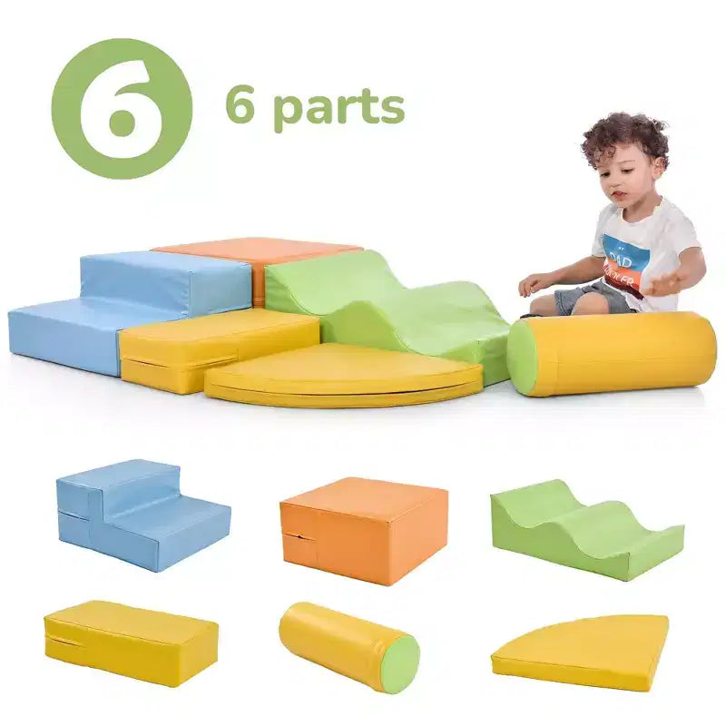 6-in-1 Climb Crawl Activity Play Set for Toddler Indoor Active Play Structure Climbing Crawling Toys Gym Equipment for Boys Girls Colorful