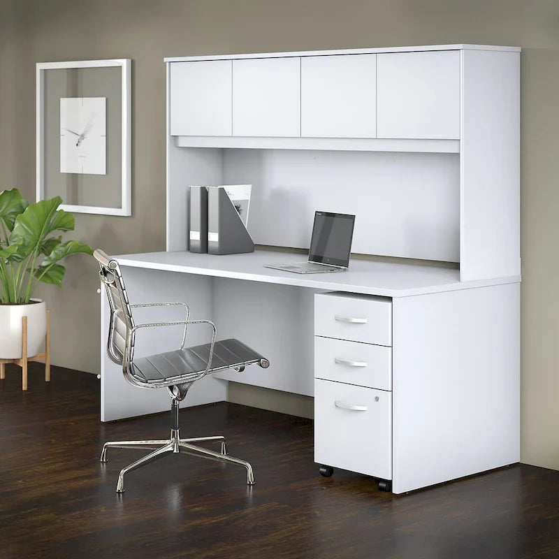 72 Office Desk with Hutch & 3-Drawer Mobile File Cabinet