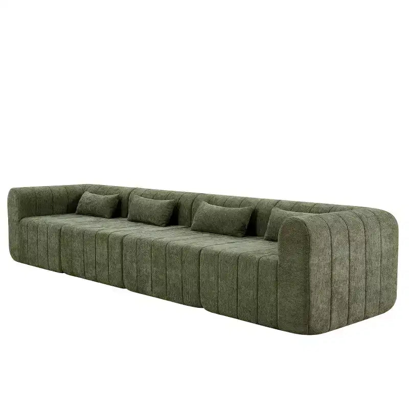 145.5 Modern Convertible Sectional Sofa, Upholstered 4-Seater Sectional Sofa with Compressed Sponge, Living Room L-Shaped Sofa-Panipeachy