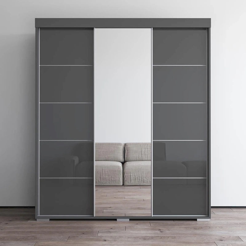 Aria Modern 3-door Wardrobe Armoire with Mirror