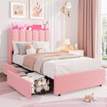 Bed frame with storage headboard, childrens bed frame with 2 drawers, fabric upholstered platform bed, contoured headboard with bookshelf