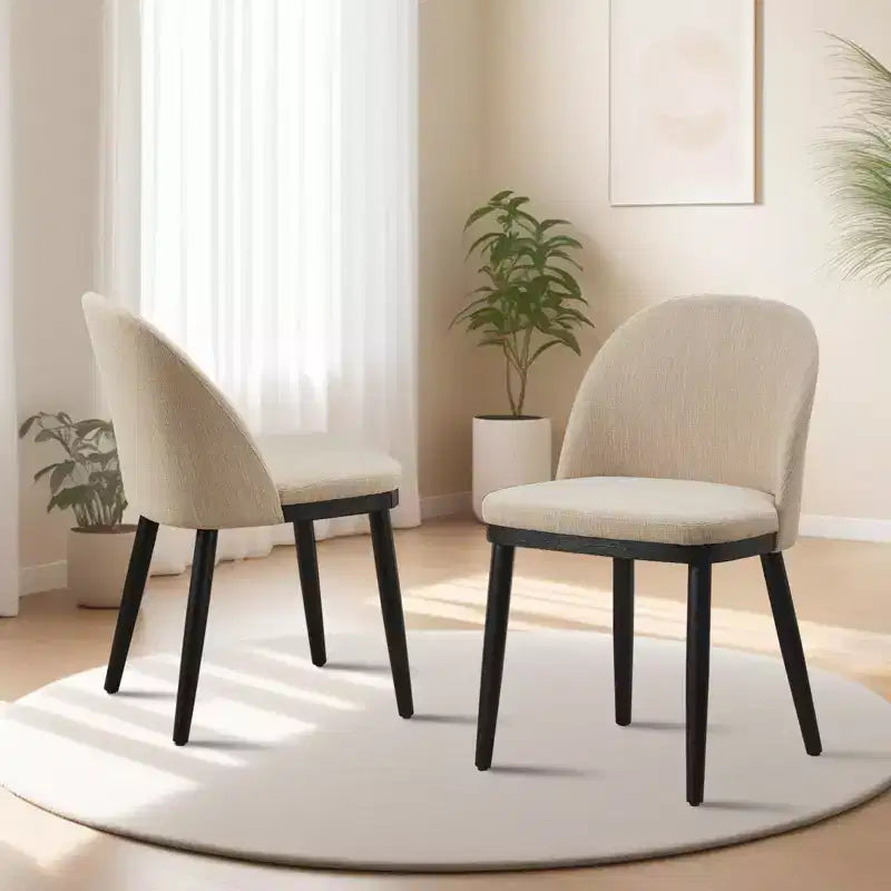Dining Chairs Set of 4/6, Upholstered Kitchen Dining Room Chair, Linen Fabric Farmhouse Dinner Chair with Leveling Feet for Dining Room, Living Room
