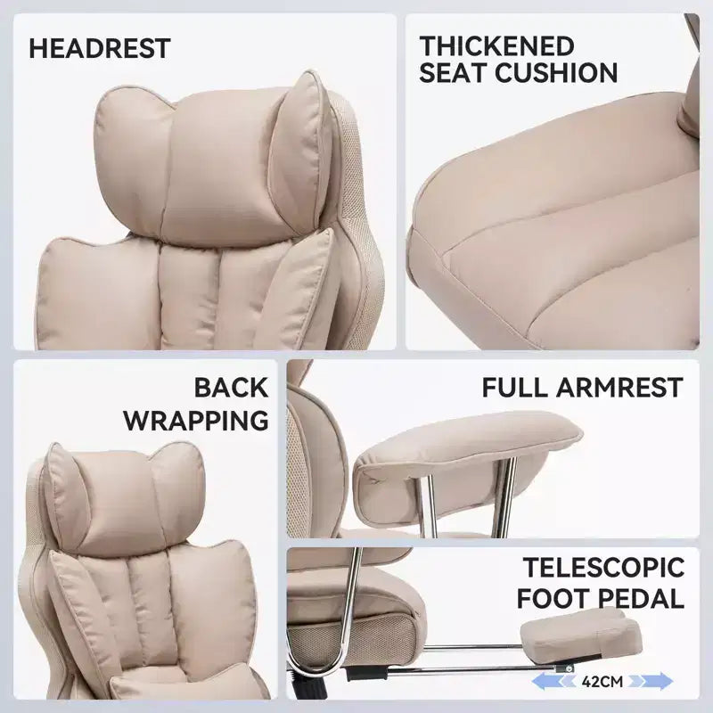Efomao Ergonomic Desk Office Chair 400LBS, Big and Tall PU Leather Computer Chair, Executive Desk Chair with Footrest and Lumbar Support