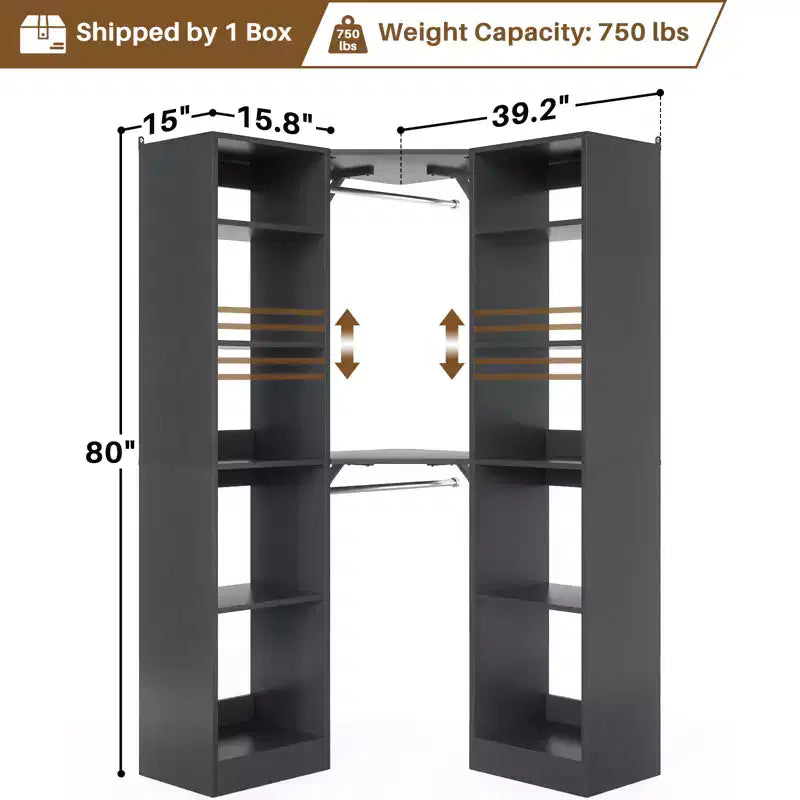 Besiost Corner Closet System with 12 Shelves