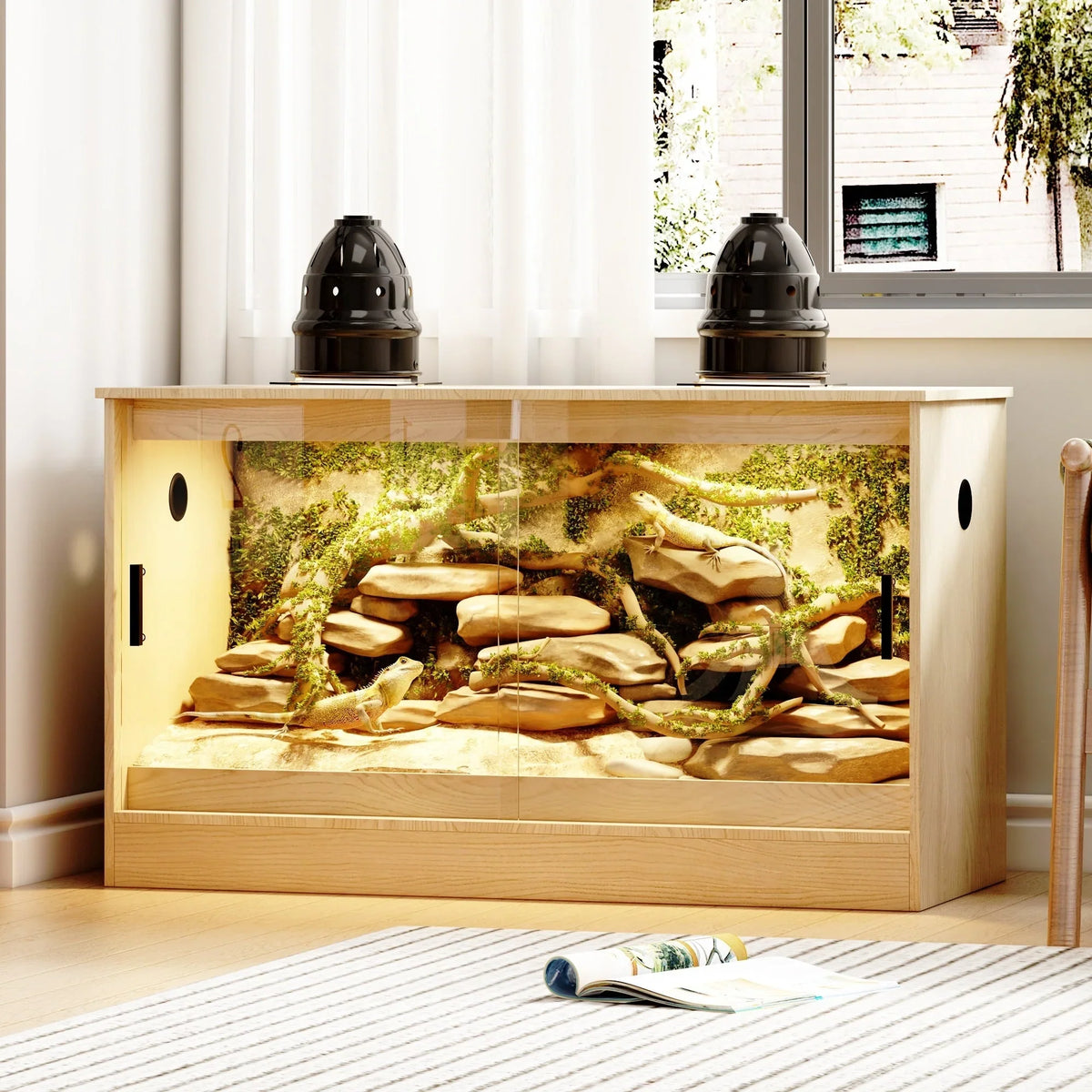 Reptile Habitat -Spacious Terrarium for Lizards, Snakes & More - 47.2