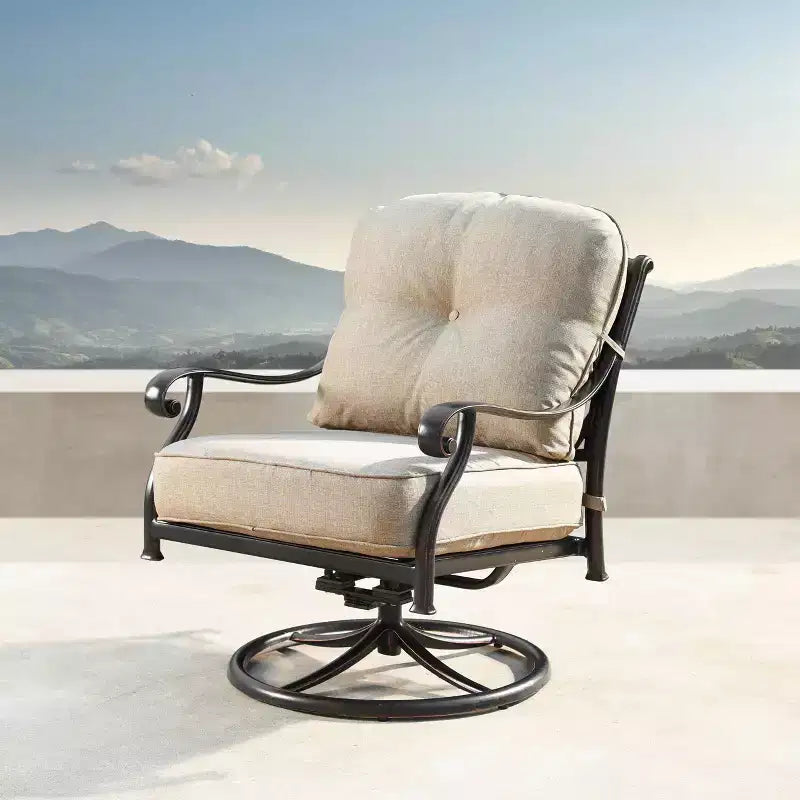 2pk Aluminum Outdoor Deep Seating Swivel Rocking Club Chairs: Weather-Resistant, UV-Protected - Oakland Living