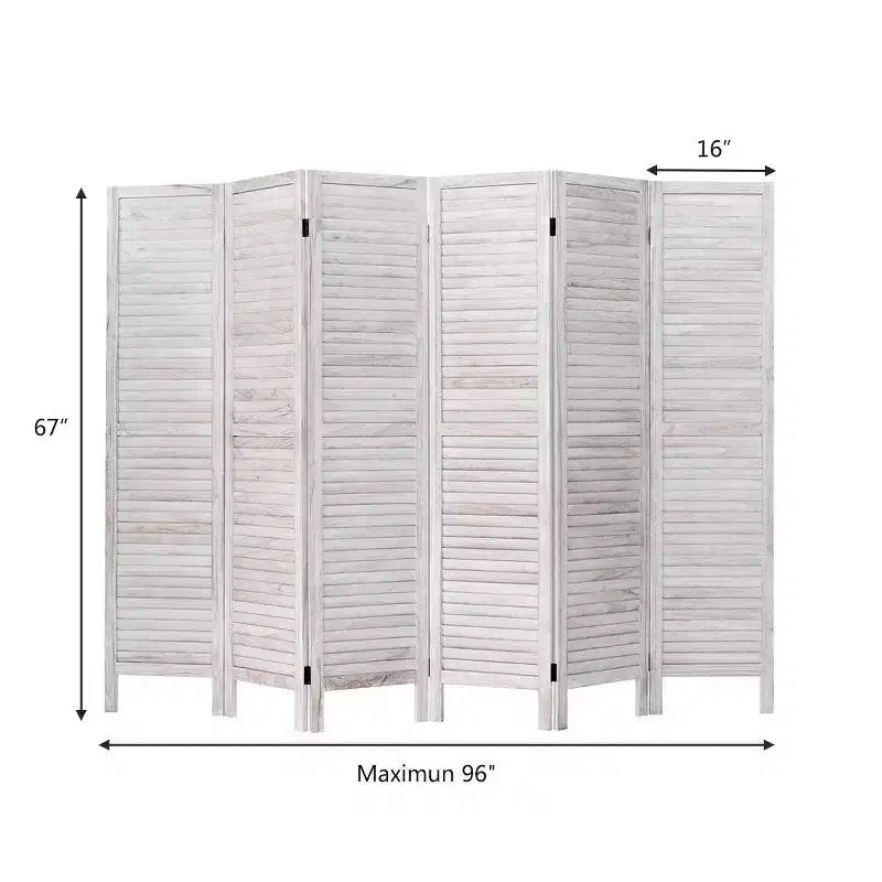 67 High 6 Panel Room Divider Furniture Classic Venetian Wooden Slat Home