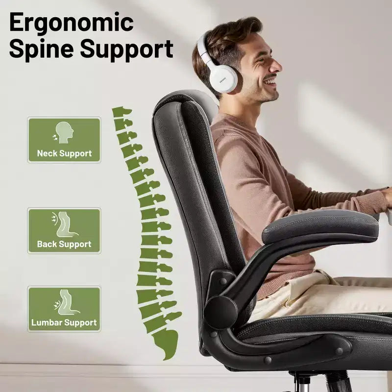 KERDOM Executive Office Chair Leather Ergonomic Office Chair Desk Chair with Wheels