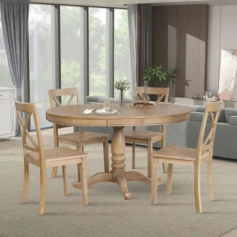 42-54 Farmhouse Round Extendable Dining Table for 4