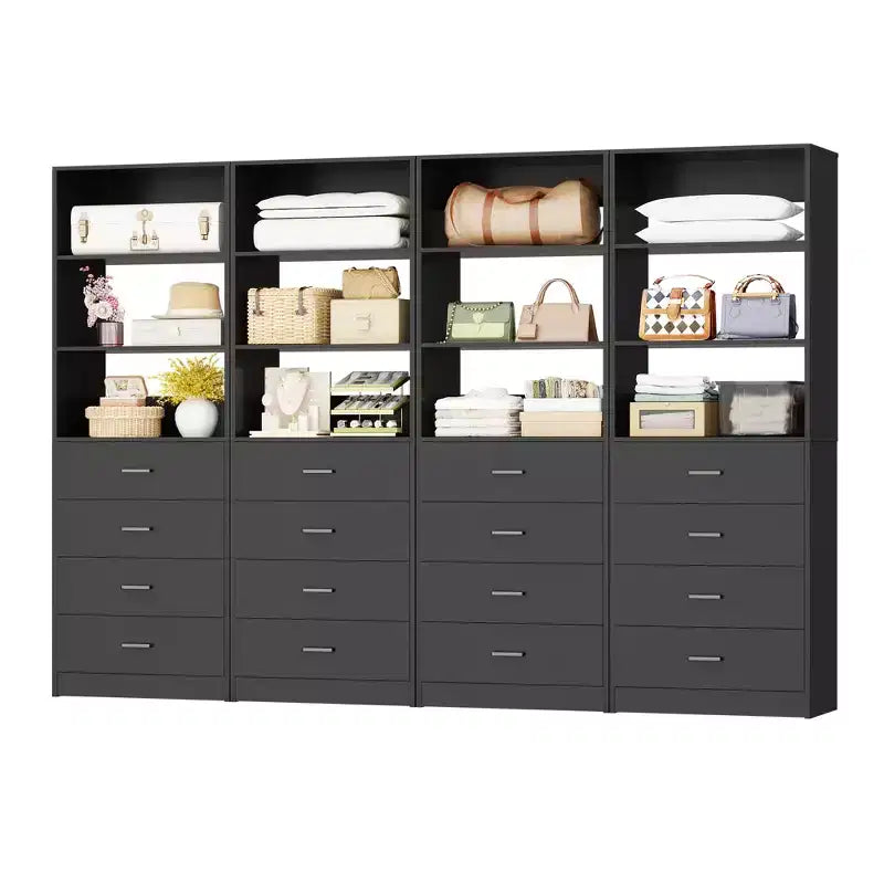 Closet Organizer System with Wood Drawers and Shelves