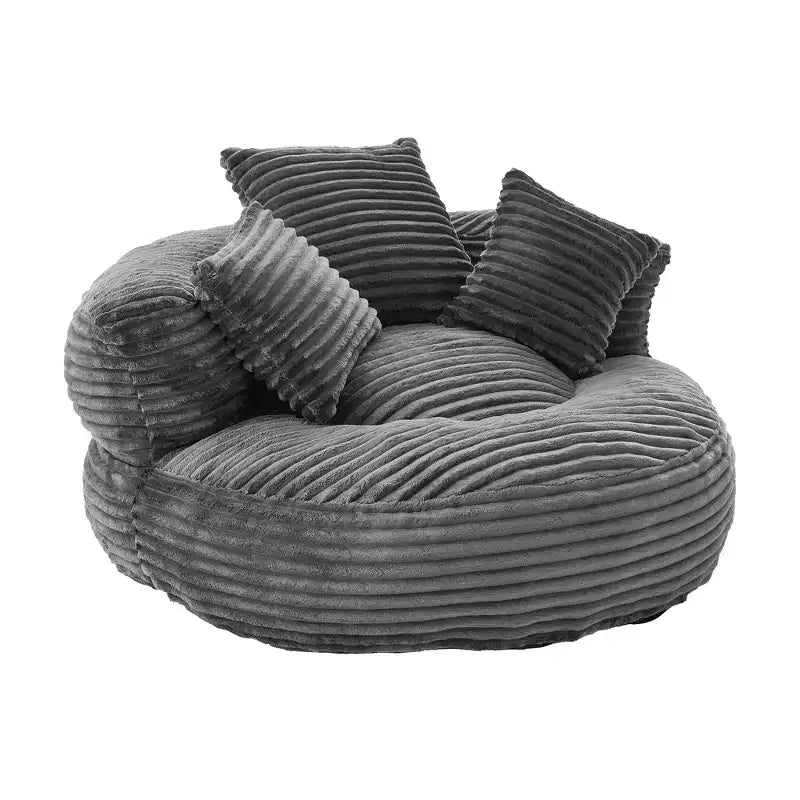 Bean Bag Sofa for Adults Kids, Oversized Corduroy Bean Bag Chair with 3 Pillows & Armrest for Living Room Bedroom