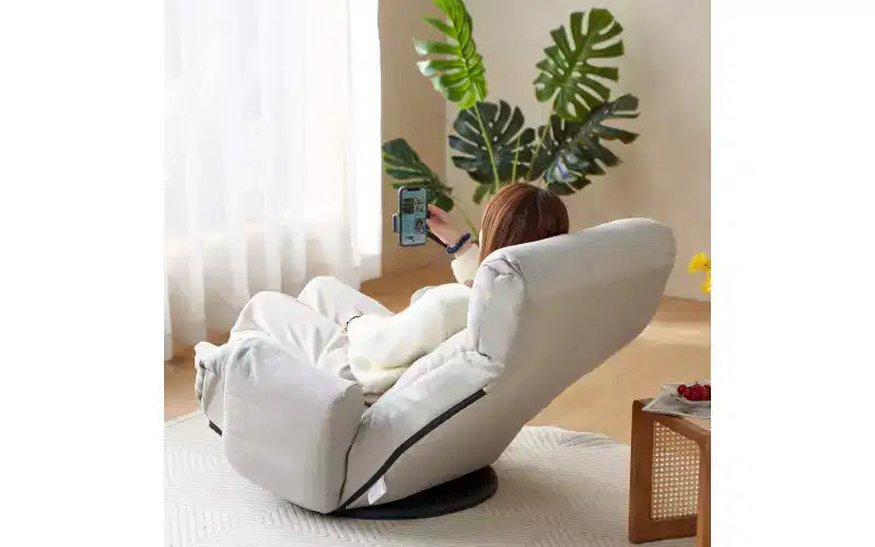 Floor Gaming Chair, Swivel Floor Lounge Chair with Armrests & Phone Holder, 5 Position Adjustable Folding Gaming Lounge Chair