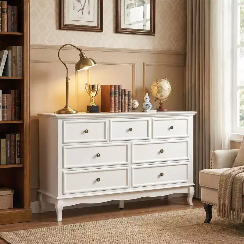 7 Drawer Dresser with Solid Wood Legs