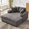 Corduroy 3-Seat Lounge Sofa with Cup Holders & Charging Ports