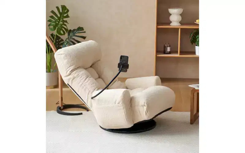 Floor Gaming Chair, Swivel Floor Lounge Chair with Armrests & Phone Holder, 5 Position Adjustable Folding Gaming Lounge Chair