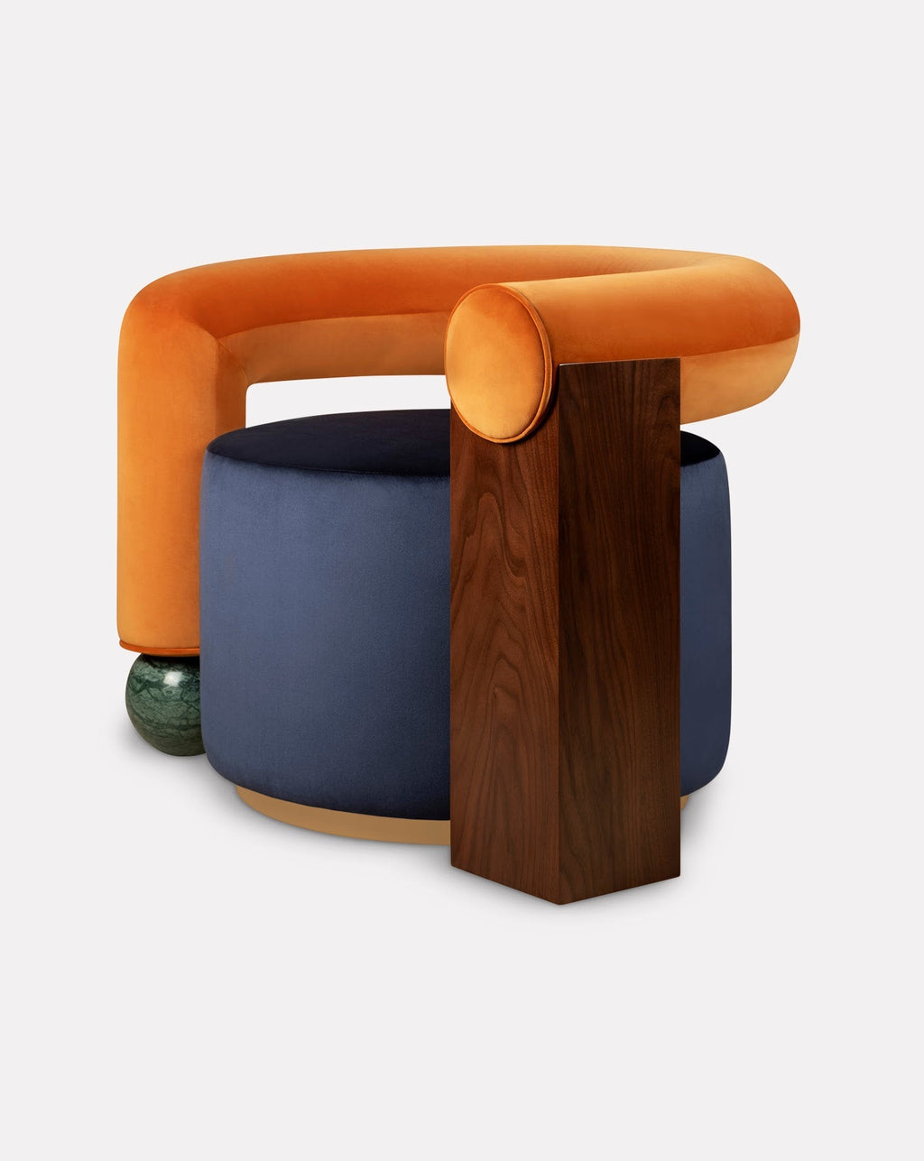 Geometric Asymmetry Velvet Brass Base Armchair II