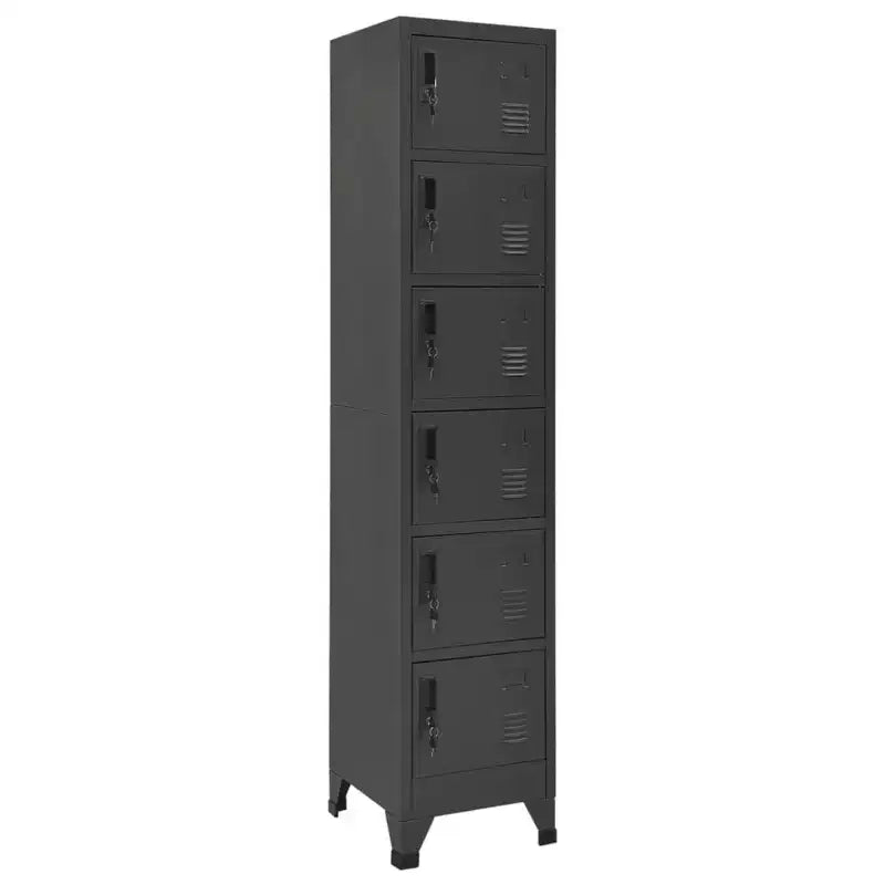 Armoire de vestiaire en acier anthracite à 6 portes, multi-utilisateurs