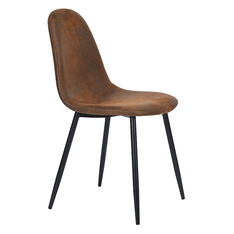 Dining Chair Set of 4 Suede Fabric Side Seating with Black Metal Legs