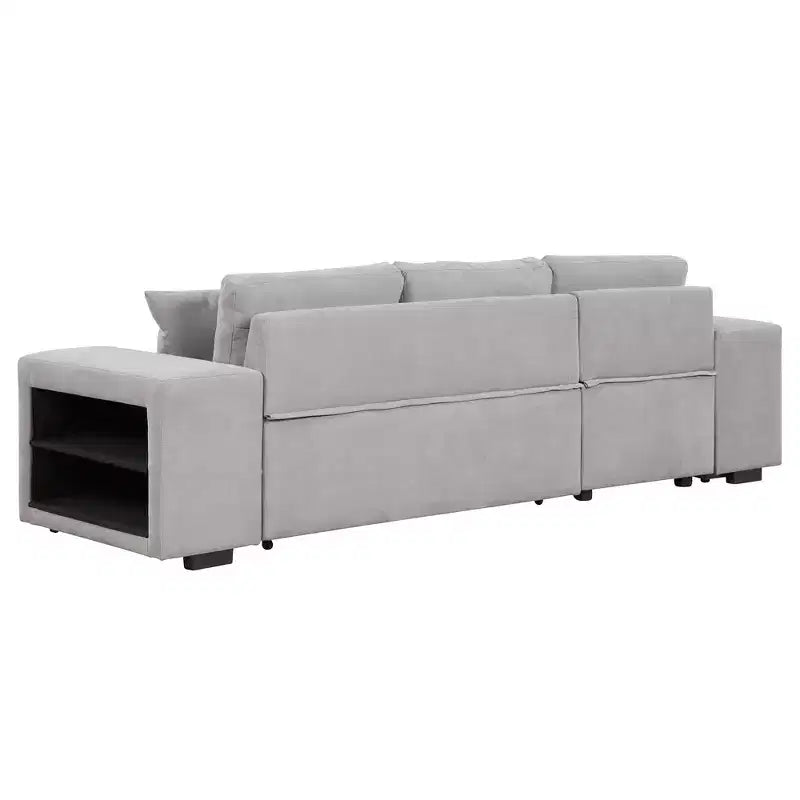 104.5 Reversible L-Shape Sleeper Sectional with Storage Chaise & 2 Stools - Convertible 3-Seat Sofa Bed for Living Room