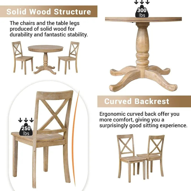 42-54 Farmhouse Round Extendable Dining Table for 4