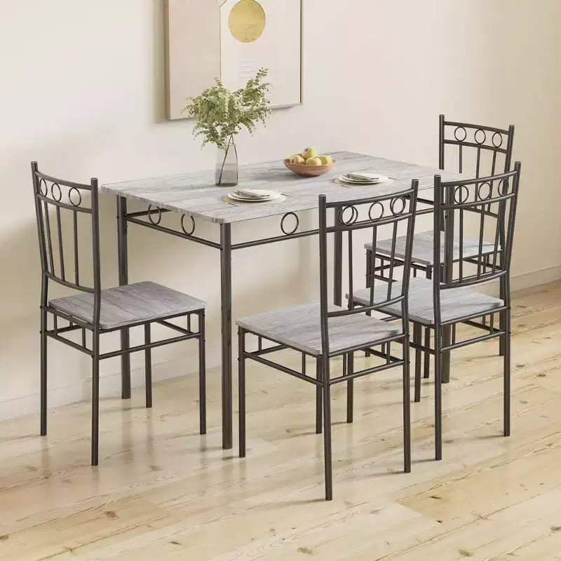 Dyonery Rectangular Dining Table Set for 4,5-Piece Kitchen Table and 4 Chairs,Dining Room Table Set,Space-Saving Kitchen Table Set for Small Space