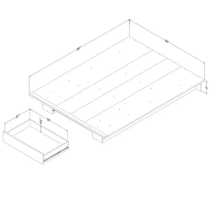 South Shore Full/Queen Platform Bed Nordik Oak