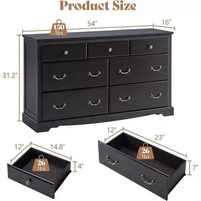 AMERLIFE Drawer Dresser, Farmhouse Chest of Drawers with Vintage Metal Handle