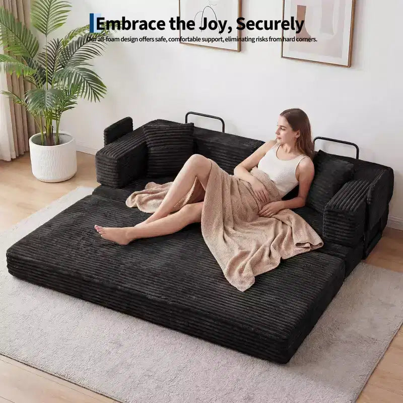 80.7 5-in-1 Convertible Sleeper Sofa Bed aï¿?Corduroy, 1200 lbs, No Assembly