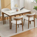 Dining Chairs Set of 4, Mid Century Modern Upholstered Dining Room Chairs, Farmhouse Kitchen Chairs with Padded Fabric Seat & Wood Legs, Beige