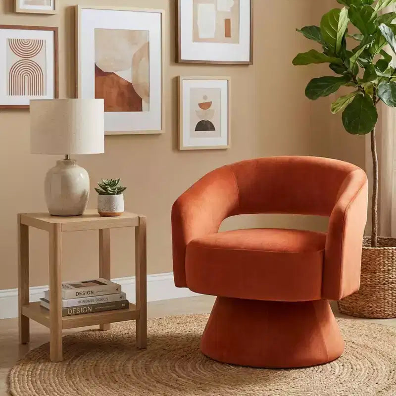 GDFStudio Hudson Modern Luxury Velvet Upholstered Swivel Accent Chair