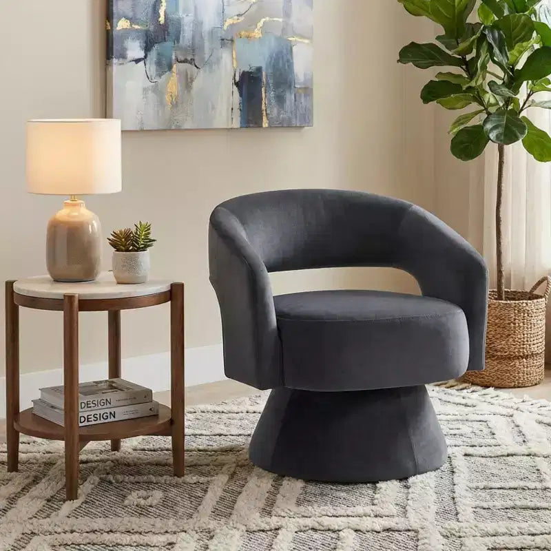 GDFStudio Hudson Modern Luxury Velvet Upholstered Swivel Accent Chair