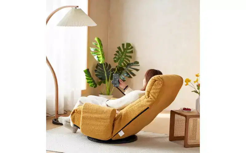 Floor Gaming Chair, Swivel Floor Lounge Chair with Armrests & Phone Holder, 5 Position Adjustable Folding Gaming Lounge Chair