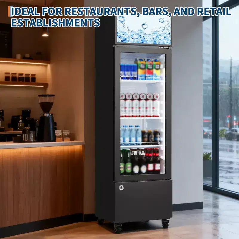 COZONY Glass Door Beverage Refrigerator, 6.1 Cu.ft Commercial Drink Cooler with Lightbox, No-Frost for Bar, Restaurant, Store
