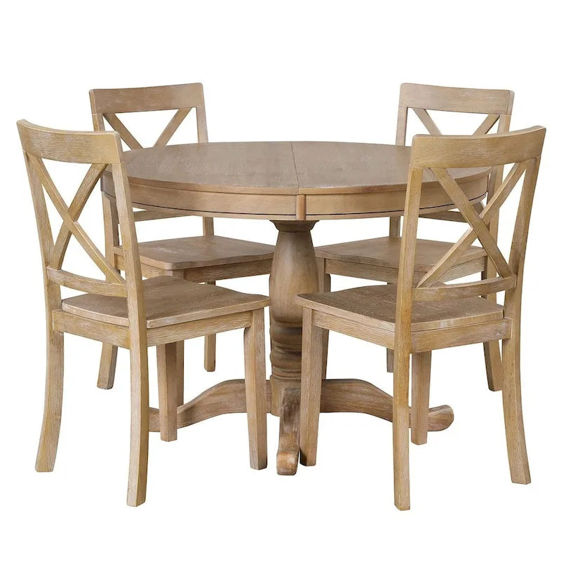 42-54 Farmhouse Round Extendable Dining Table for 4