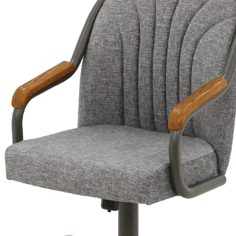Chaises de salle à manger Chromcraft Douglas à roulettes, finition gris châtaigne (Lot de 2)