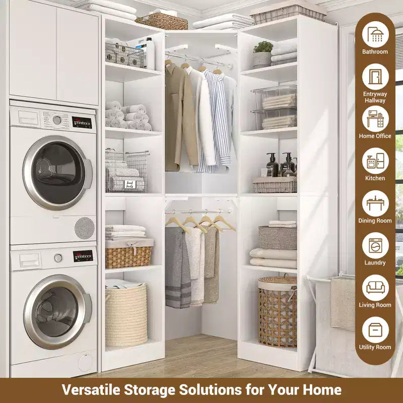 Besiost Corner Closet System with 12 Shelves