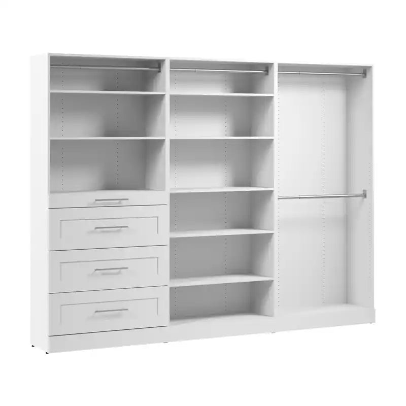 107 Modular Walk-In Closet System with Rods, Shelves and Drawers Shaker Style