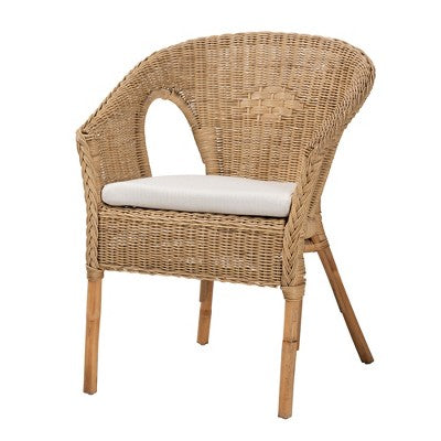 Ensemble de salon 3 pièces Baxton Studio Abbey en rotin antique marron naturel, style bohème moderne