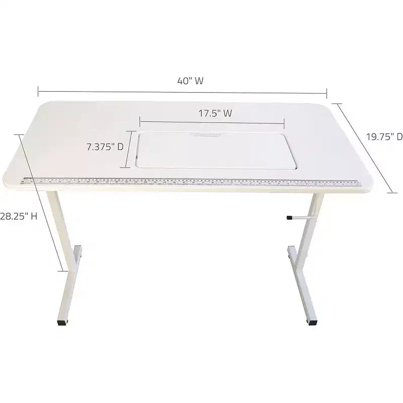 SewingRite SewStation 101 Portable Folding Sewing Table with Steel Legs, White - Perfect for Home, Office and Business